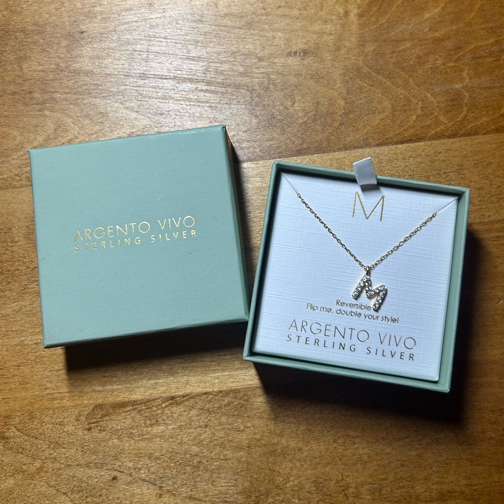 Argento Vivo Sterling Silver Letter M Pendant Necklace